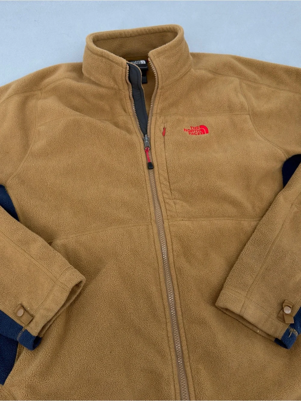 The North Face Brown Blue Full Zip Fleece Jacket Large Mens